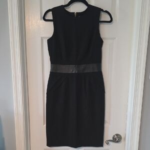 Calvin Klein Black Midi Dress with Leather Detail